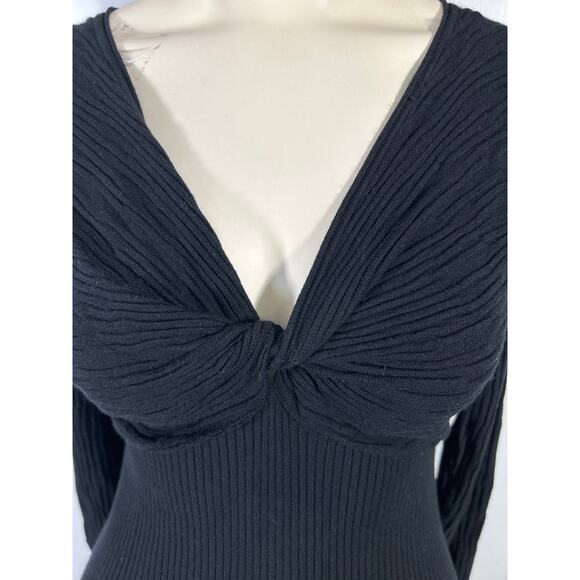Astr Women's Twist Front Long Sleeve Sweater Dress in Black. Size S - Picture 4 of 6